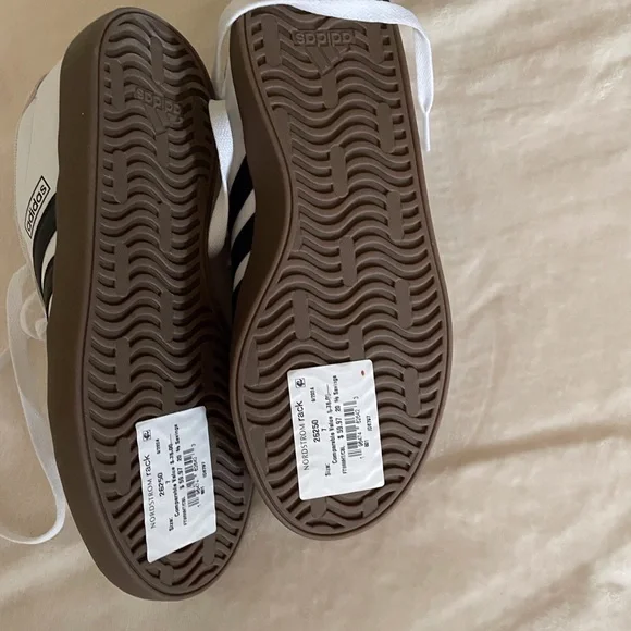 Adidas Women's White and Black Sneakers with Brown Sole - Picture 4 of 5